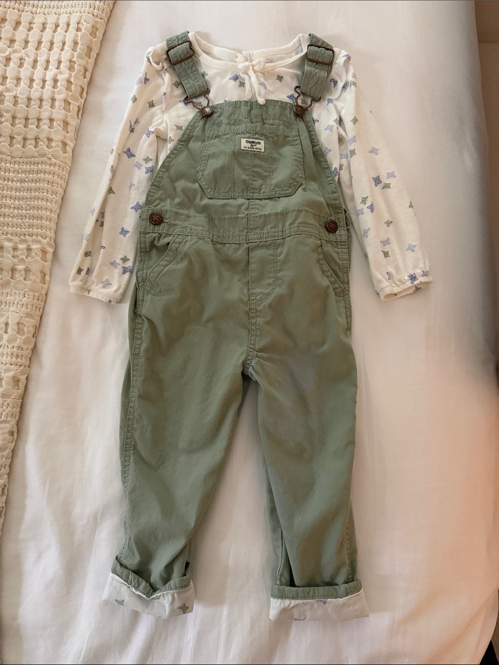 OshKosh B'gosh Olive Green Kids Cotton Overalls